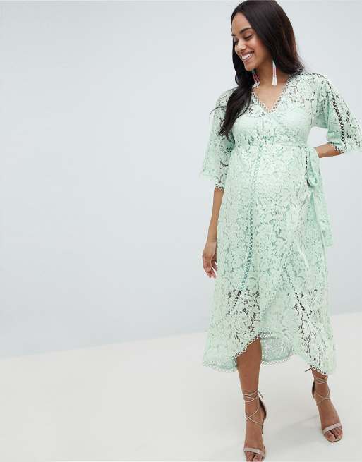 ASOS DESIGN Maternity lace wrap midi dress