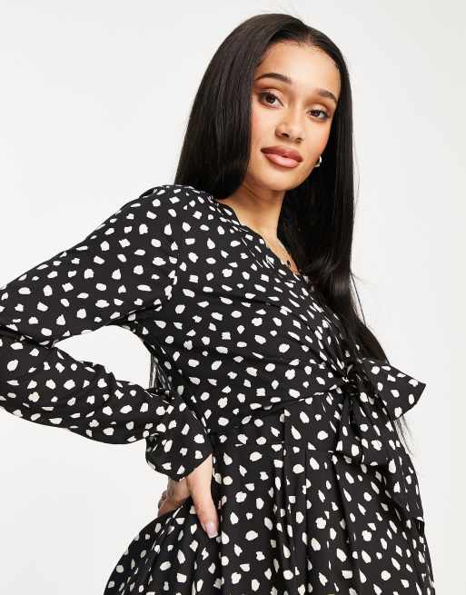 ASOS DESIGN Maternity – Langärmliges Still-Minikleid mit Wickeldesign und Tierfellmuster, 3 von 4