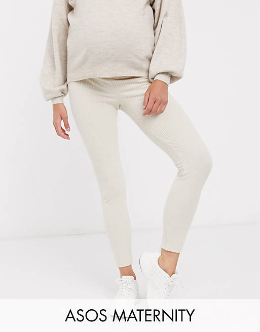 ASOS DESIGN Maternity legging with deep waistband in brushed rib