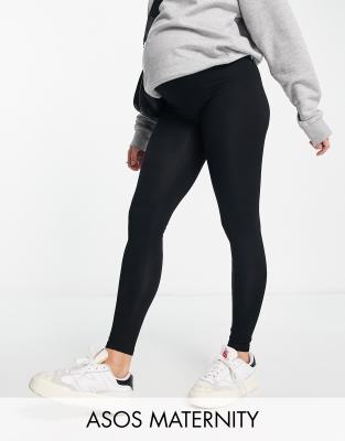 ASOS DESIGN Maternity - Leggings in Schwarz mit Überbauchbund