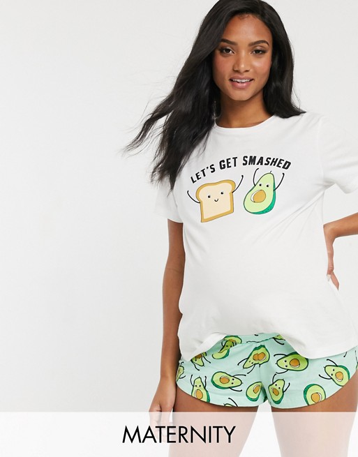 ASOS DESIGN Maternity let's get smashed tee & short pyjama set