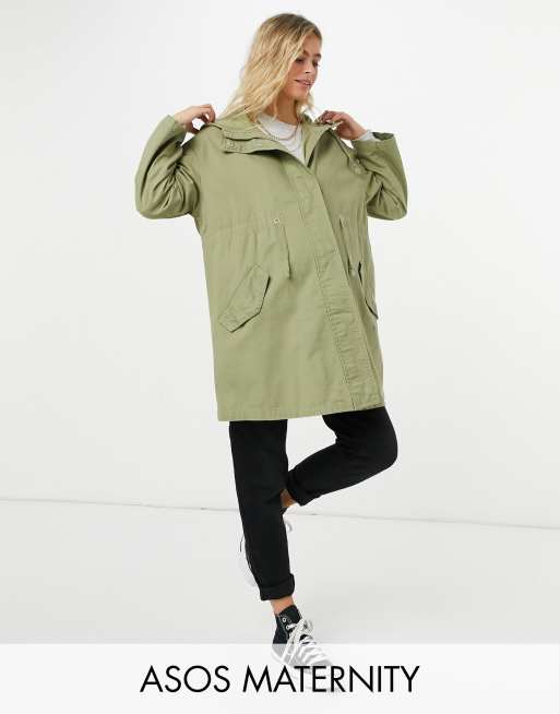 ASOS DESIGN Maternity - Lichtgewicht parka in saliegroen