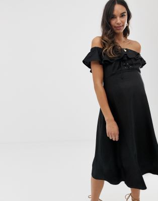 bardot linen dress