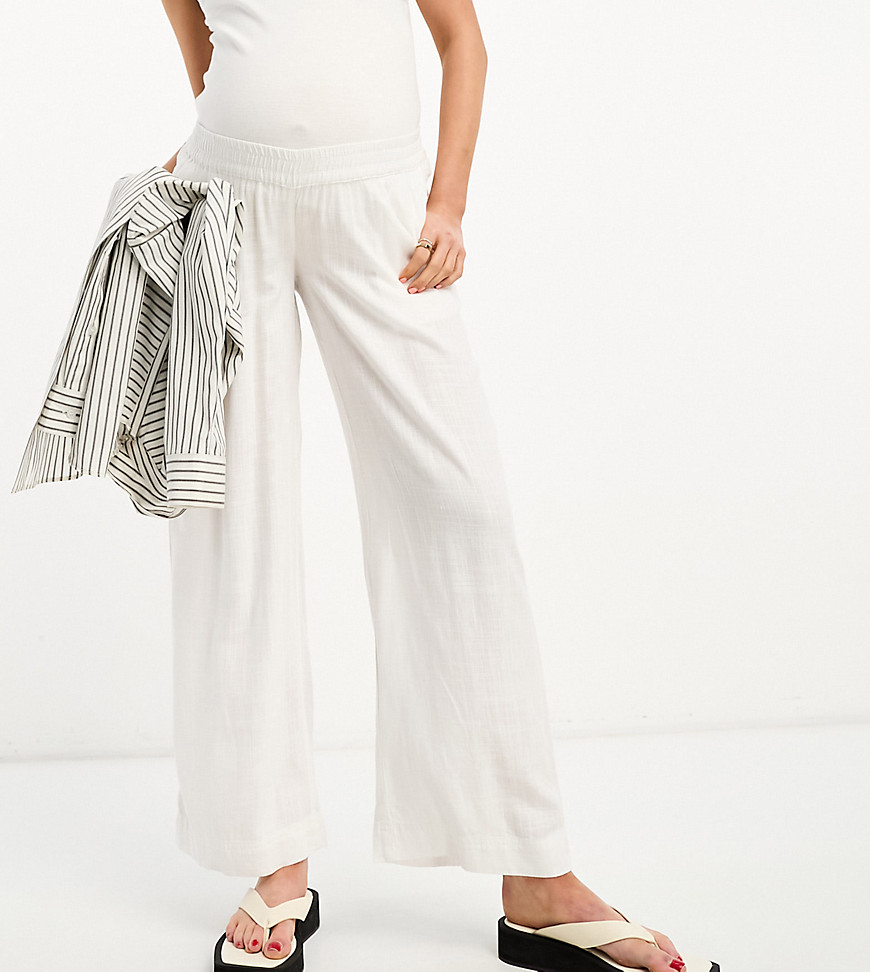 Asos Maternity Asos Design Maternity Linen Pull On Pants In Off White