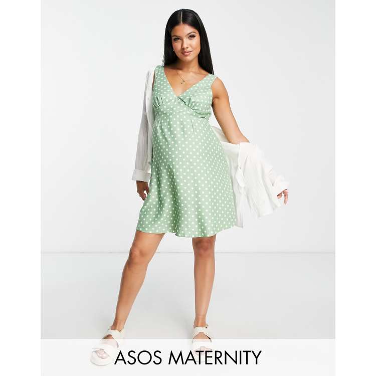 ASOS Maternity ASOS DESIGN Maternity V-neck mini slip dress in black -  ShopStyle