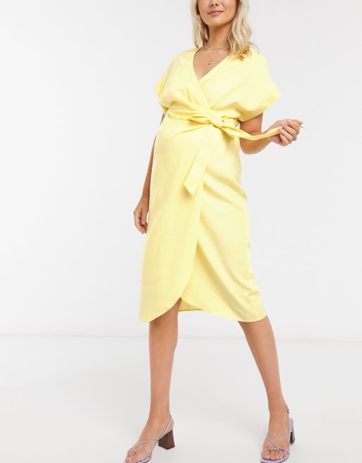 Asos yellow store wrap dress