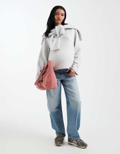 ASOS DESIGN Maternity – Ljusblå, tvättade, smala jeans med barrelben - view 1