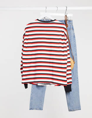 asos red and white striped top