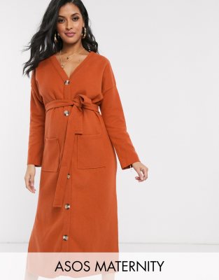 orange long sleeve maternity dress