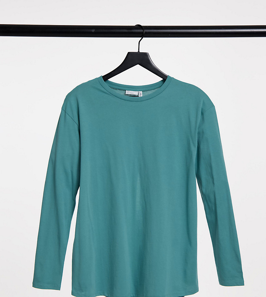 ASOS DESIGN Maternity long sleeve t-shirt with slit back in teal-Green