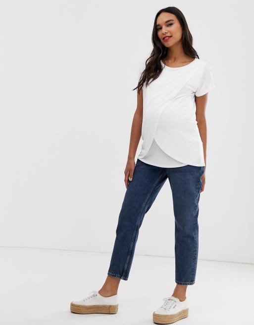 ASOS DESIGN Maternity - Lot de 2 t-shirts d'allaitement - Noir et blanc, 4 de 4