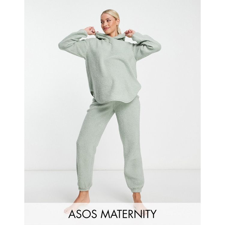 ASOS Asos Design Maternity Cozy Lounge Borg Hoodie & Sweatpants