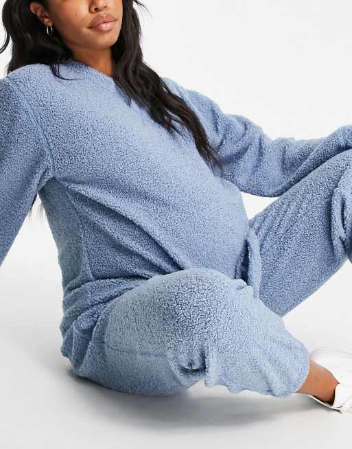 ASOS DESIGN lounge super soft fleece sweatshirt & sweatpants set in gray