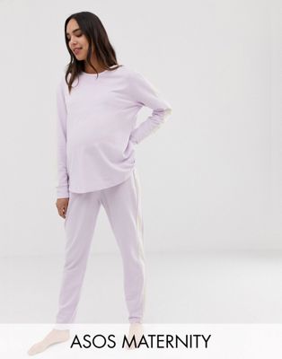 ASOS DESIGN Maternity - Lounge minimal - Set van sweater en joggingbroek-Paars