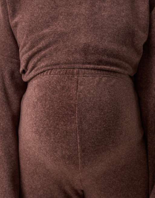ASOS DESIGN Maternity lounge mix & match let fleece-leggings i chokoladebrun, 4 af 5