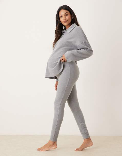 ASOS DESIGN Maternity – Lounge –Mixa och matcha – Ljusgrå, tunna leggings i fleece - view 1