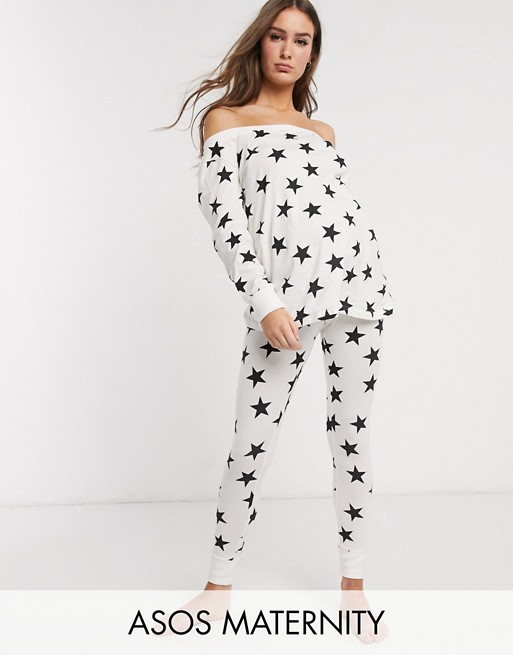 ASOS DESIGN Maternity lounge star print cuffed legging