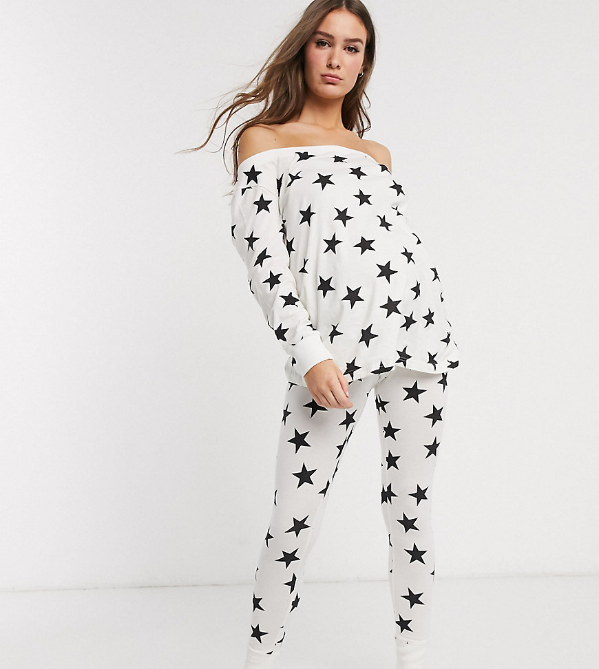 ASOS DESIGN Maternity lounge star print cuffed legging-Multi