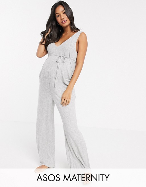 ASOS DESIGN Maternity lounge super soft jumpsuit with channelling