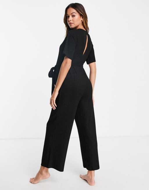 ASOS DESIGN Maternity lounge super soft rib jumpsuit in black