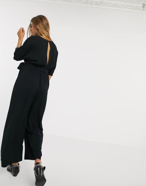 ASOS DESIGN maternity lounge tie waist jumpsuit in black | ASOS