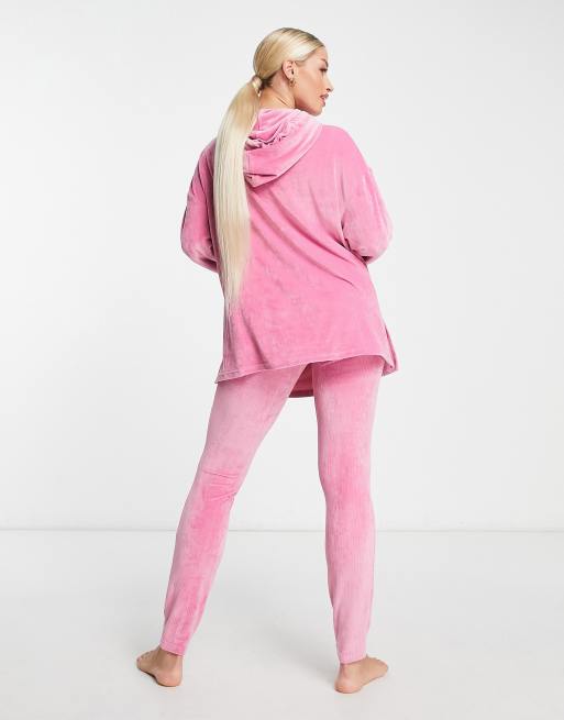 ASOS DESIGN Maternity lounge velour hoodie & leggings set in pink