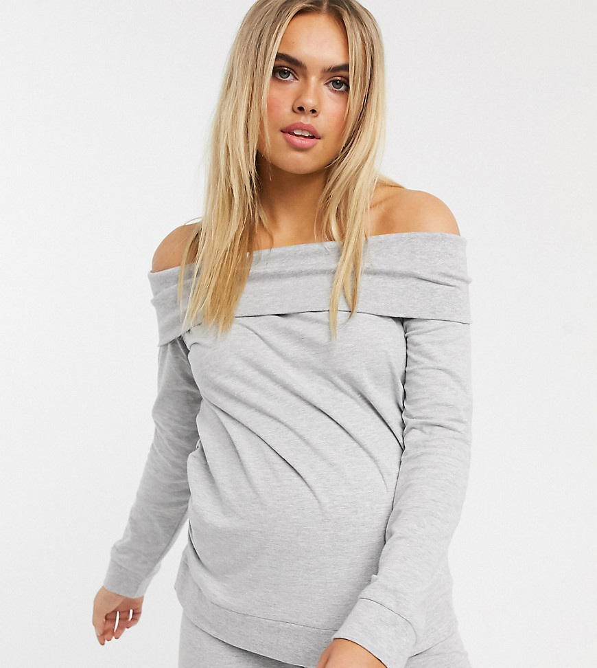ASOS DESIGN Maternity - Loungesweater met blote schouders-Grijs