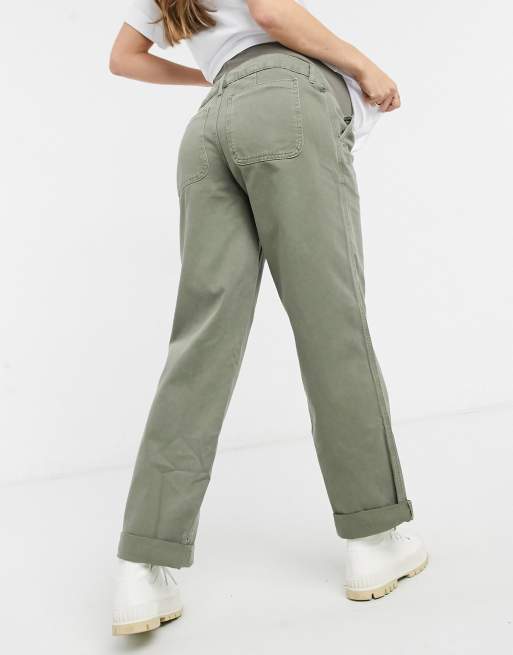 ASOS DESIGN Maternity - Løstsiddende khakifarvede chino-bukser med graviditetsbælte , 2 af 4