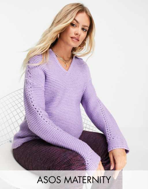 ASOS DESIGN Maternity - Maglione lilla con colletto ampio 