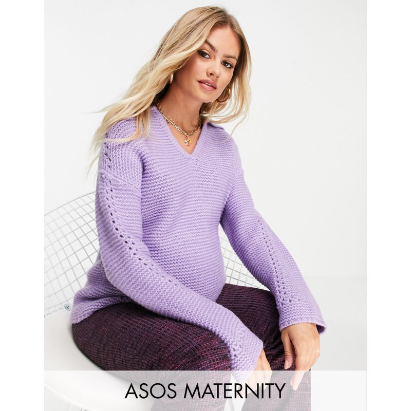 DESIGN Maternity - Maglione lilla con colletto ampio 