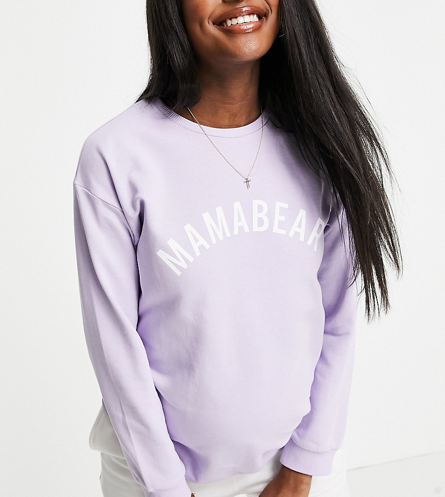 ASOS DESIGN Maternity mama bear sweatshirt in lilac-Purple