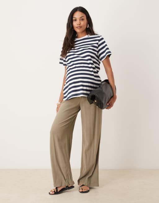ASOS DESIGN Maternity – Marinblårandig t-shirt i regular passform, 4 av 4