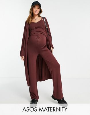 ASOS DESIGN Maternity maxi cardigan in brown (part of a set) - ASOS Price Checker