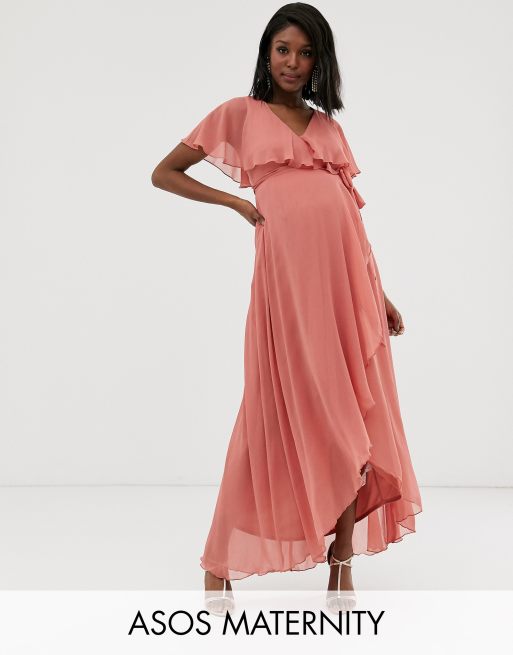 ASOS DESIGN Maternity maxi dress with cape back and dipped hem