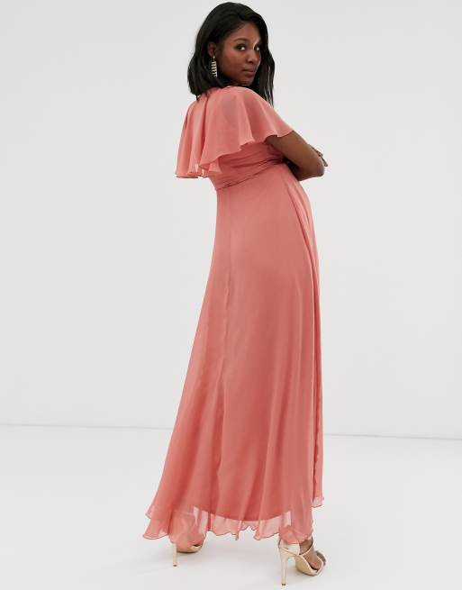 Asos design maxi dress with hot sale cape back and dipped hem