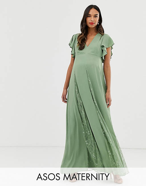 ASOS DESIGN Maternity maxi dress with godet lace inserts | ASOS