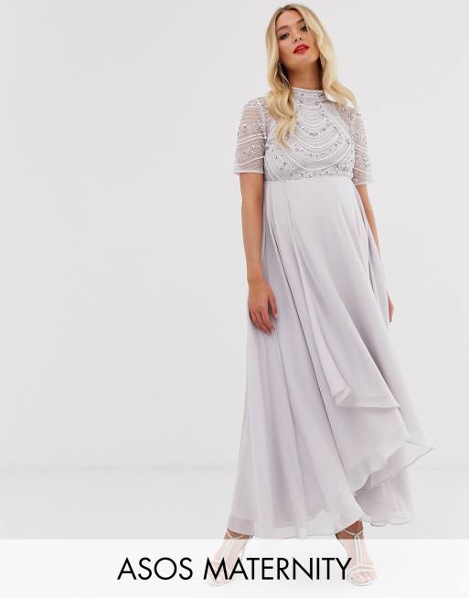 Short sleeve maternity maxi hot sale dress