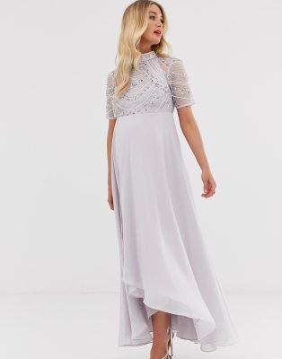 embellished short sleeve maxi dress