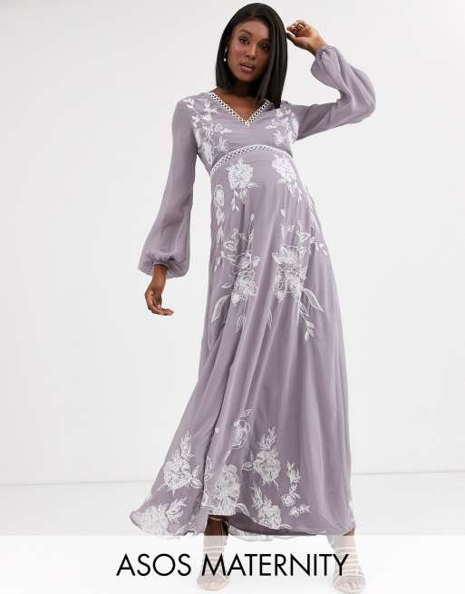 Buy Long Sleeve Floral Maternity Maxi Dress