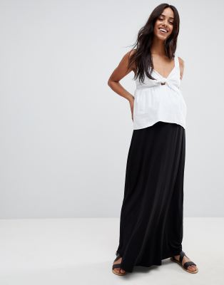 black maternity maxi skirt