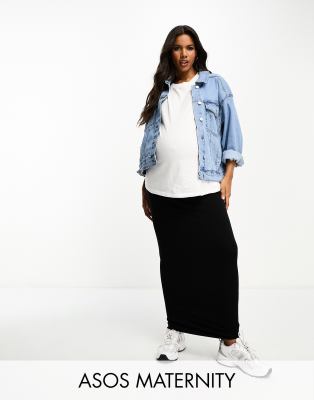 ASOS DESIGN Maternity - Maxirock mit geradem Schnitt in Schwarz