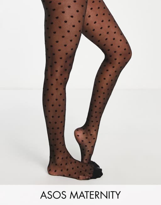 ASOS DESIGN Maternity medium polka dot tights in black