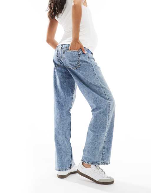 ASOS DESIGN Maternity – Mellanblå, baggy jeans med låg midja , 5 av 5