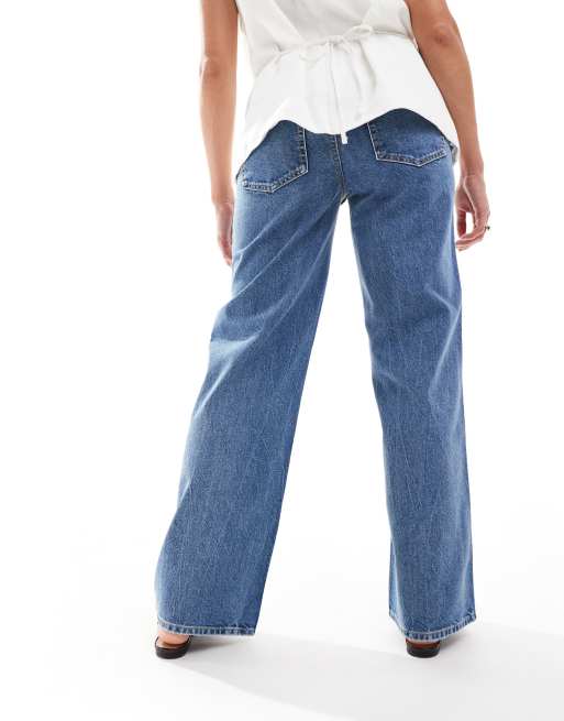 ASOS DESIGN Maternity – Mellanblå dad jeans med vida ben, 4 av 5