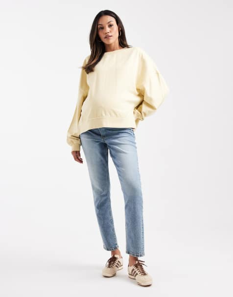 ASOS DESIGN Maternity - Mellemblå mom-jeans i slim fit - view 1