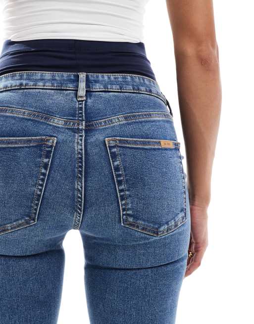 ASOS DESIGN Maternity - Mellemblå og skinny jeans med taljekant over maven, 2 af 5