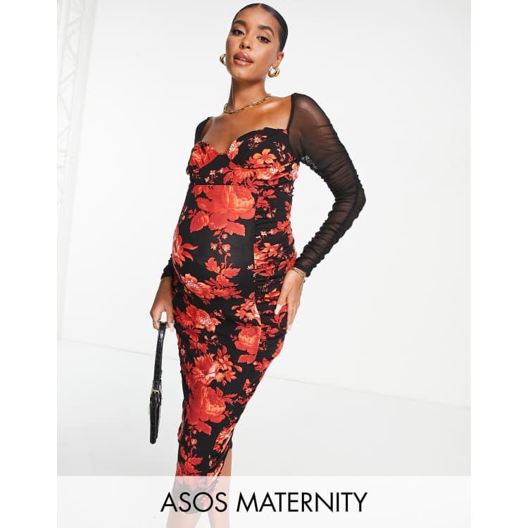 Floral Ruched Dress  Classy outfits, Red and black outfits, Event