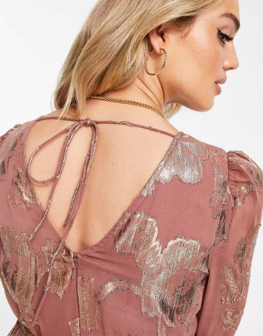 knee length dresses for ladies Metallic V Neck Belted Dress – Whimsical Willow Boutique & Spa main image 1