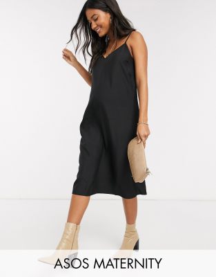 slip dress black midi