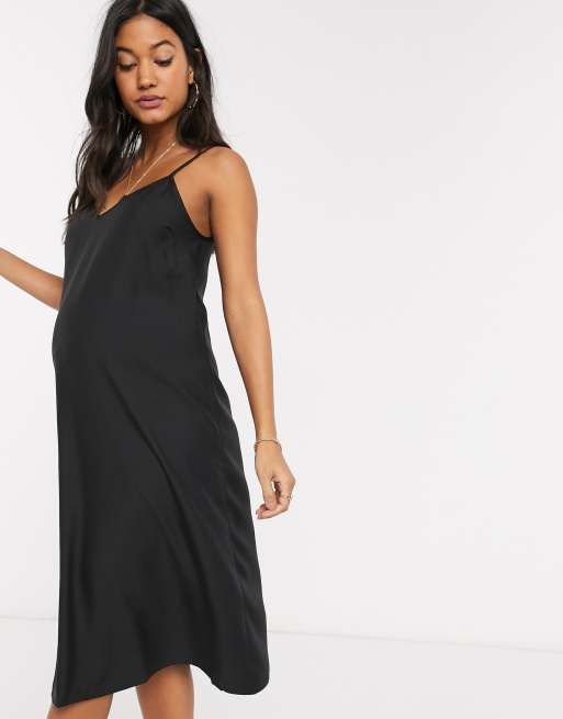 ASOS DESIGN Maternity midi cami slip dress in black